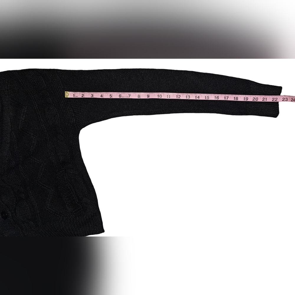 Pilcro Anthropologie Womens Black Shawl Cable-knit Button Cardigan Size Small - Picture 12 of 16